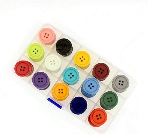 כפתורים של 1 אינץ 'לתפירה של 15 צבעים מרובי חבילה של 90 עם קופסה