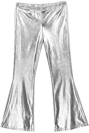 ג ' טה גברים מבריק מתכתי רטרו דיסקו פעמון תחתון התלקח ישר מכנסיים ארוך חותלות מכנסיים