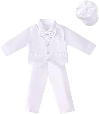 תינוק חיננית לבוש תינוקת תינוקת טבילה לבוש תלבושת תלבושת כל חליפה לבנה עם גודל מצנפת 3-24 חודשים, שרוול ארוך
